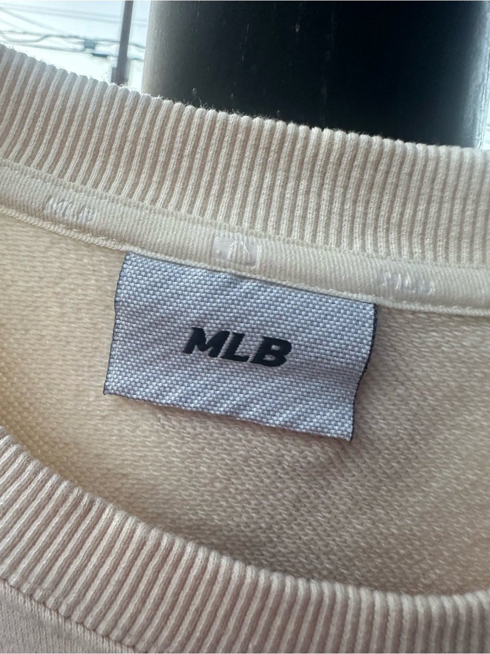 MLB Cream Crewneck Sweatshirt with Black 'B' Logo and Sleeve Trim - Picture 5 of 11